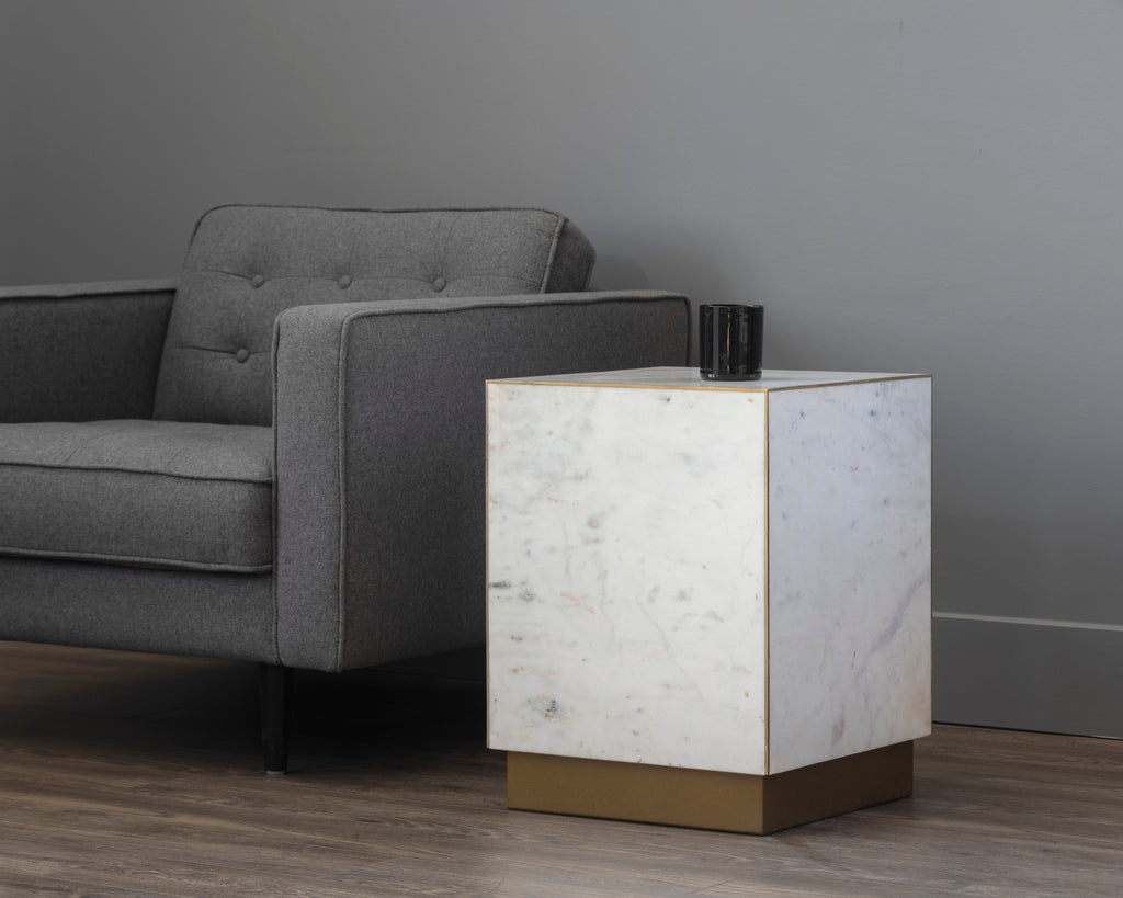 Daines End Table - White Marble | Sunpan Furniture - 107023