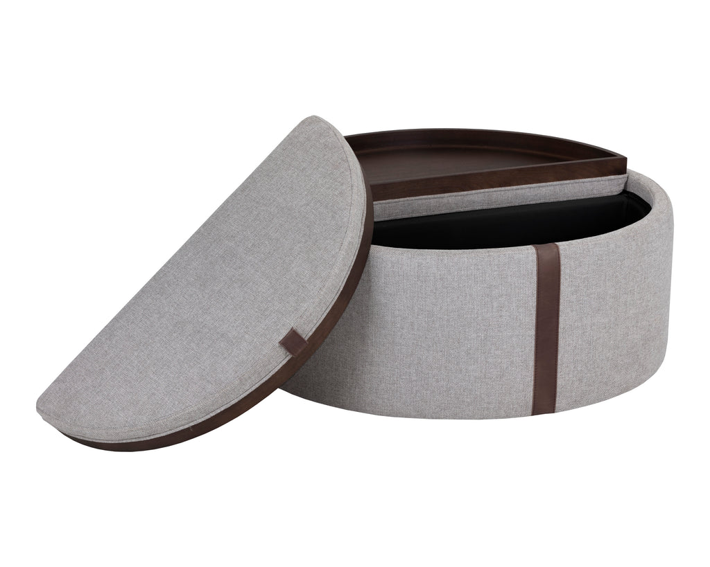 Borelli Wheeled Storage Ottoman - Belfast Heather Grey / Autumn Chestnut | Sunpan Furniture - 