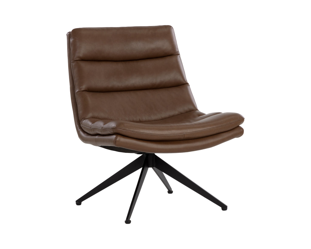 Keller Swivel Lounge Chair - Missouri Mahogany Leather | Sunpan Furniture - 107702