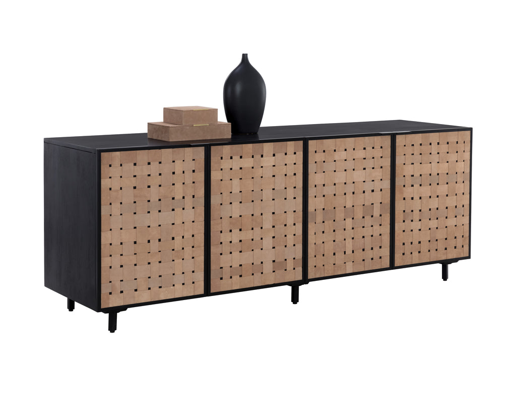 Omari Sideboard - Large - Suede Light Tan Leather | Sunpan Furniture - 110770