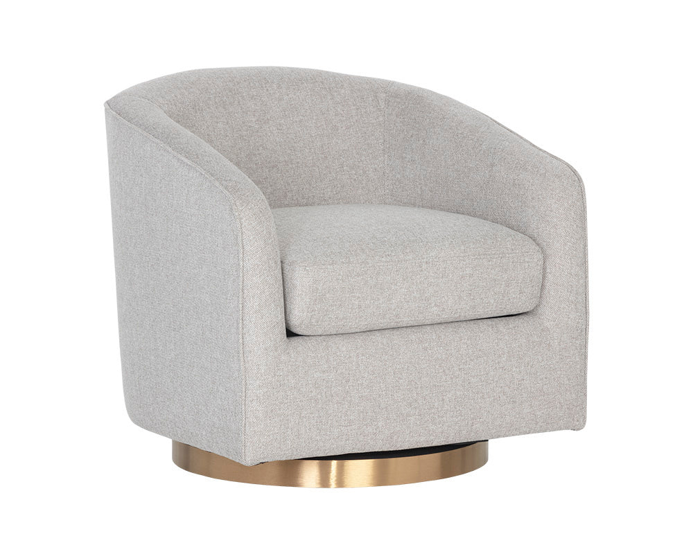 Hazel Swivel Lounge Chair - Gold - Belfast Heather Grey | Sunpan Furniture - 106561