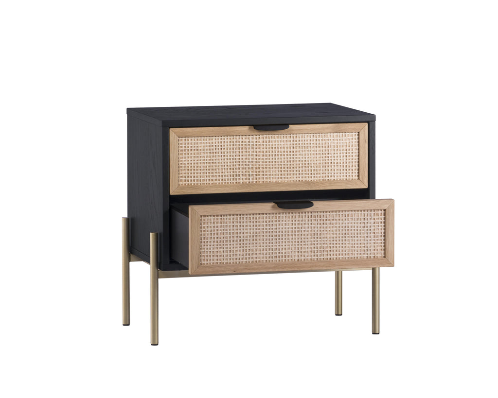 Avida Nightstand - Gold - Black/Natural | Sunpan Furniture - 107163