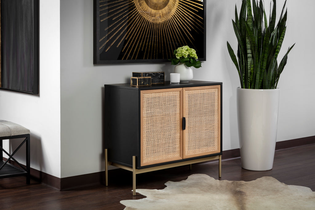 Avida Sideboard - Small - Gold - Black/Natural | Sunpan Furniture - 106836