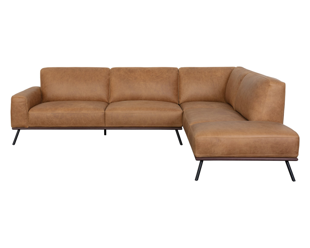 Brandi Sofa Chaise - Raf - Camel Leather | Sunpan Furniture - 109021