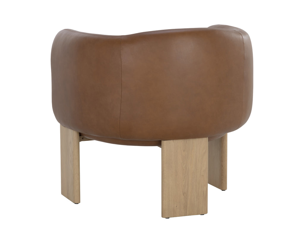 Trine Lounge Chair - Rustic Oak - Vintage Camel Leather | Sunpan Furniture - 111087