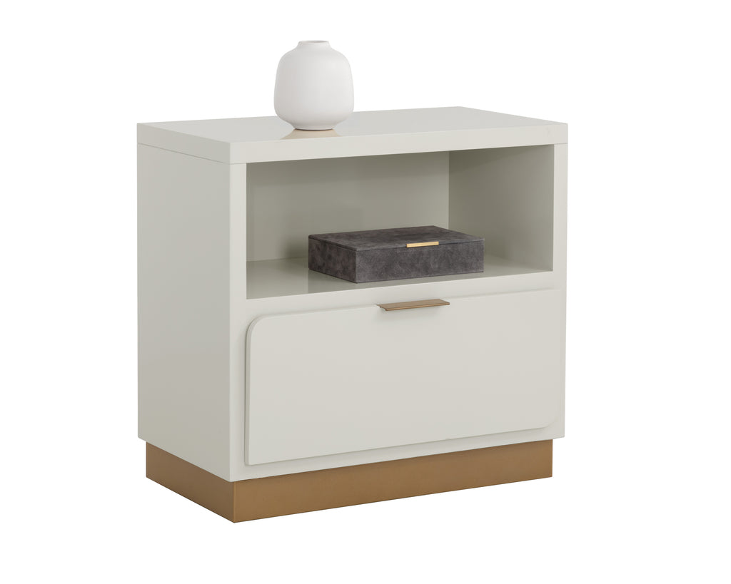 Jenkins Nightstand - High Gloss Cream | Sunpan Furniture - 109103