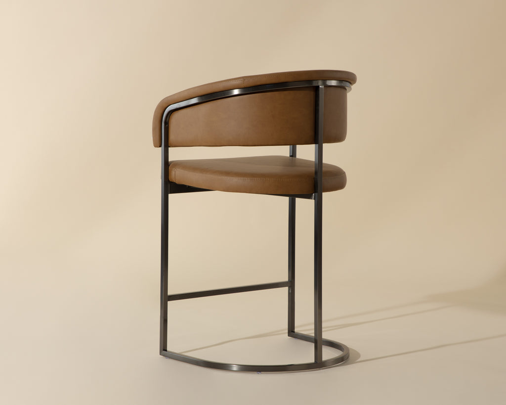 Marris Counter Stool - Gunmetal - Milliken Cognac | Sunpan Furniture - 110907