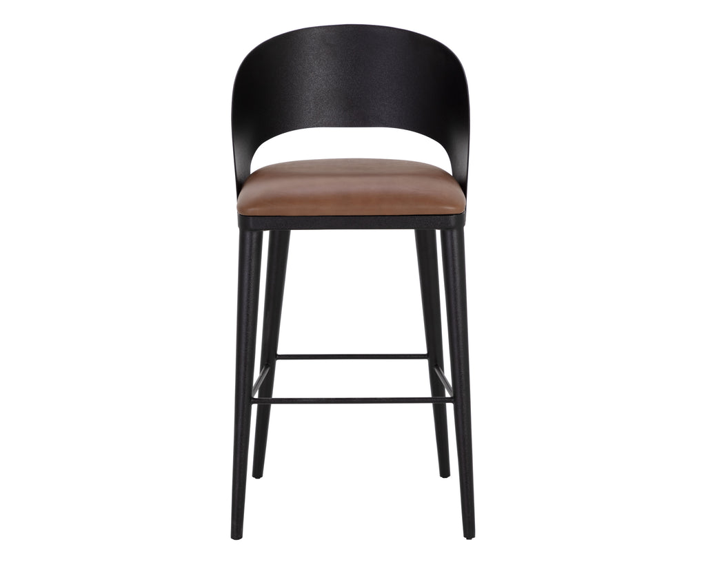 Dezirae Barstool - Black - Cognac Leather | Sunpan Furniture - 111051