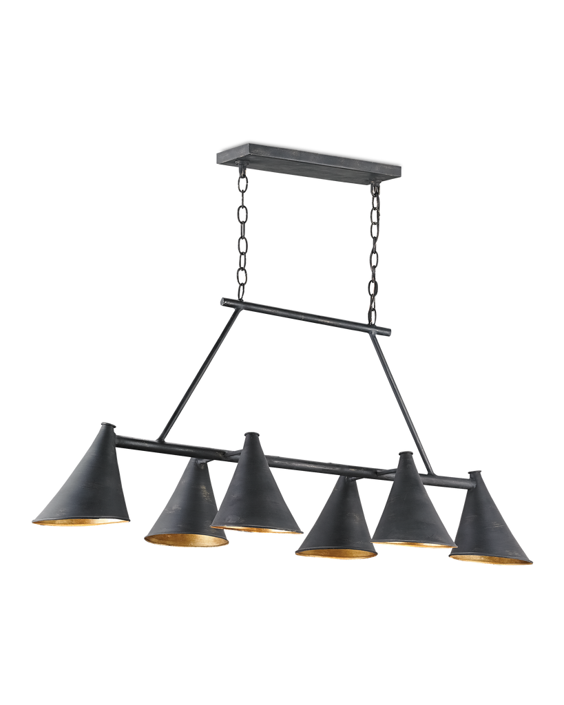 Currey & Co Culpepper Black Rectangular Chandelier | 9841