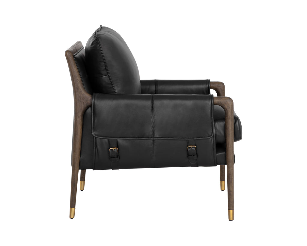 Mauti Armchair - Distressed Brown - Cortina Black Leather | Sunpan Furniture - 110572