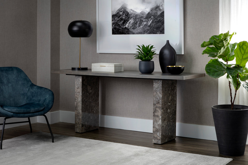 Rebel Console Table - Grey Marble / Charcoal Grey | Sunpan Furniture - 106828