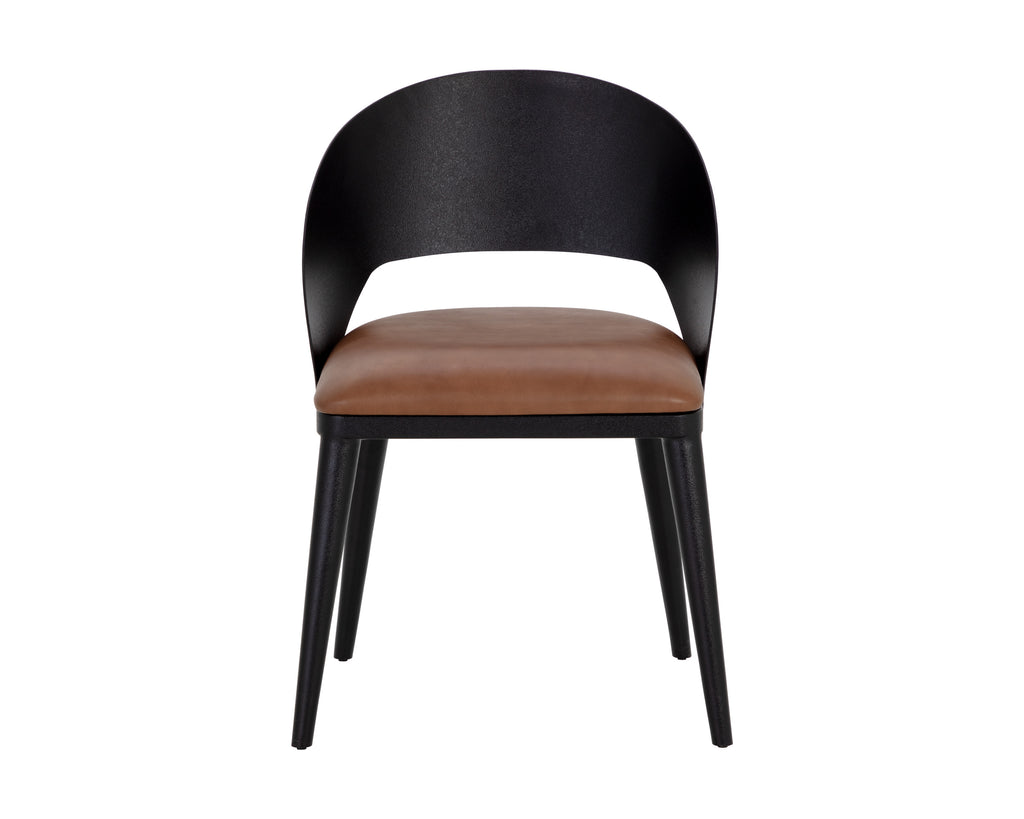 Dezirae Dining Chair - Black - Cognac Leather | Sunpan Furniture - 111040