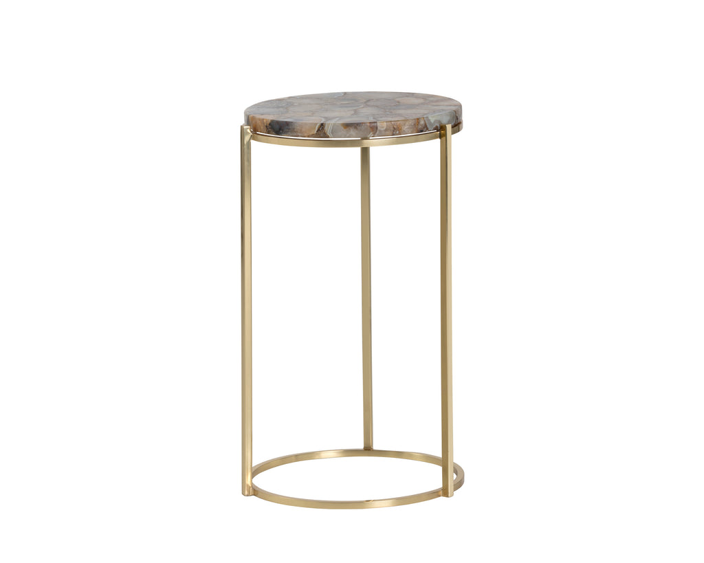 Tillie End Table - Brass - Natural Agate Stone | Sunpan Furniture - 103075