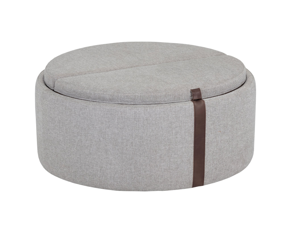 Borelli Wheeled Storage Ottoman - Belfast Heather Grey / Autumn Chestnut | Sunpan Furniture - 