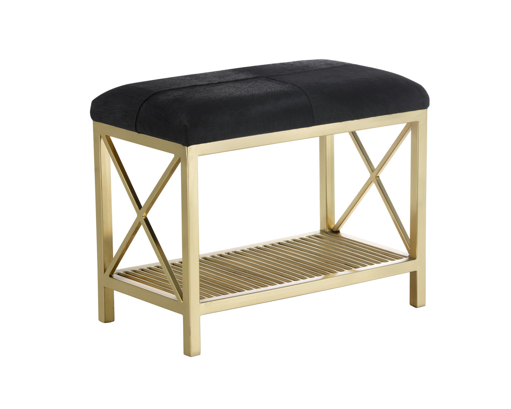 Bria Bench - Antique Brass - Black | Sunpan Furniture - 104807