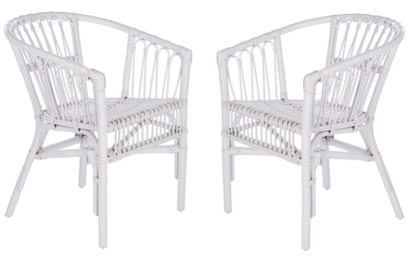 Safavieh Adriana Rattan Accent Chair-White (Set of 2)