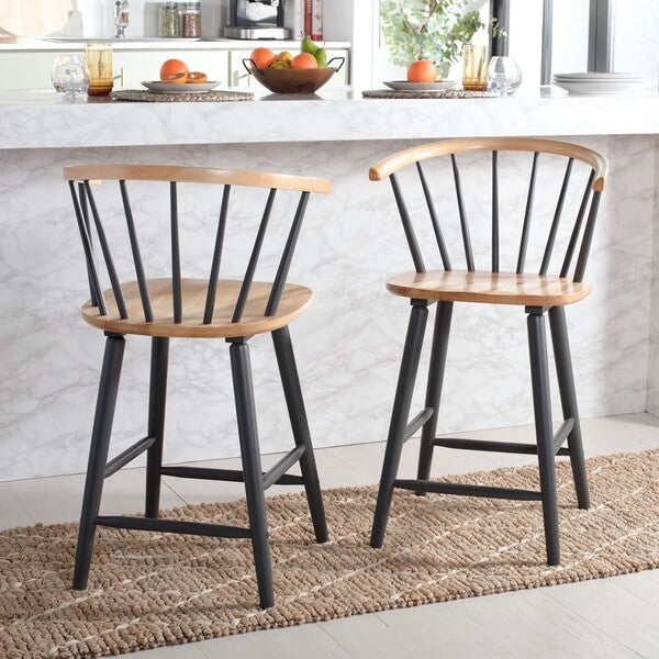 Blanchard Counter Stool (Set of 2) | Safavieh - BST8506 - Natural /Grey