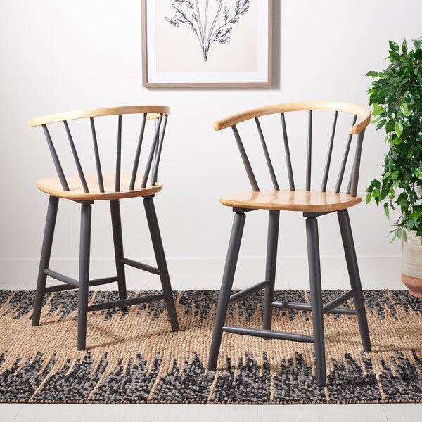 Blanchard Counter Stool (Set of 2) | Safavieh - BST8506 - Natural /Grey