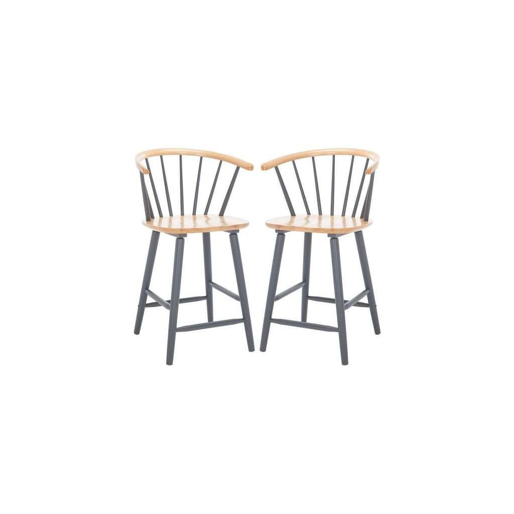 Blanchard Counter Stool (Set of 2) | Safavieh - BST8506 - Natural /Grey