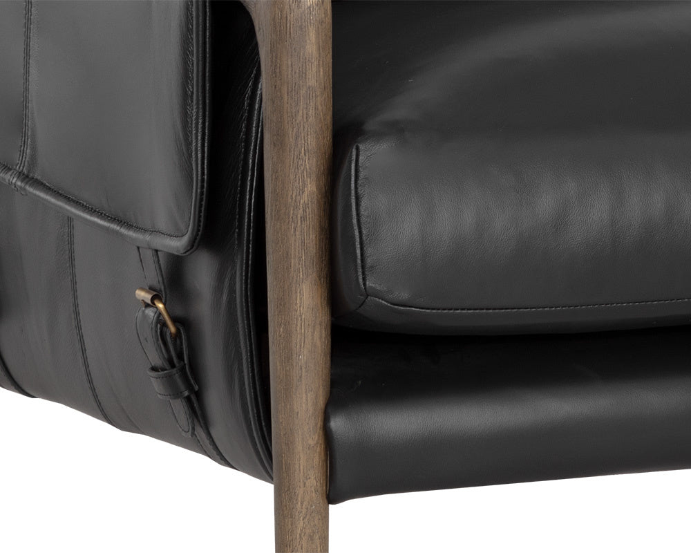 Mauti Armchair - Distressed Brown - Cortina Black Leather | Sunpan Furniture - 110572