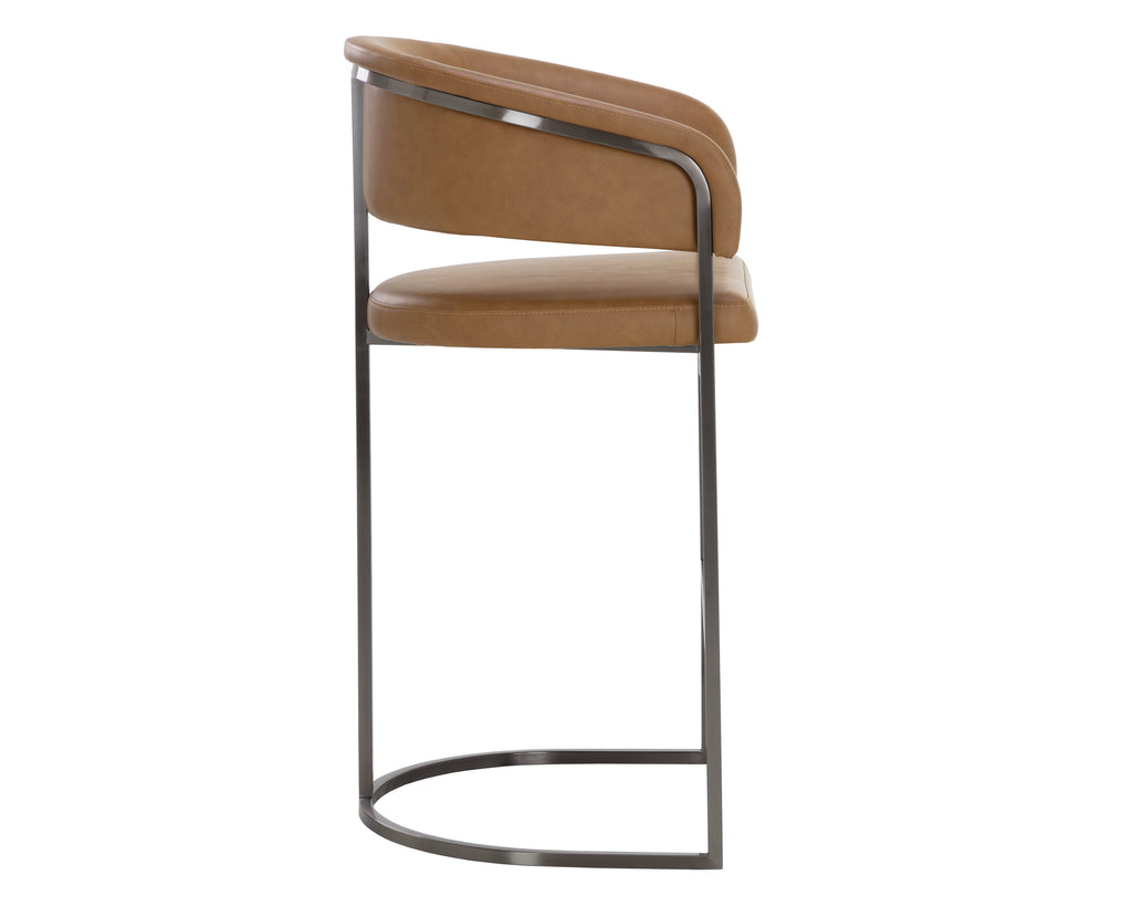 Marris Barstool - Gunmetal - Milliken Cognac | Sunpan Furniture - 111155