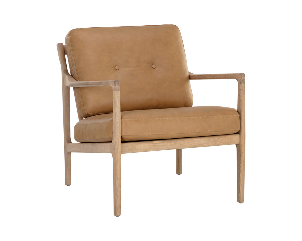 Gilmore Lounge Chair - Light Oak - Sahara Camel Leather | Sunpan Furniture - 111061