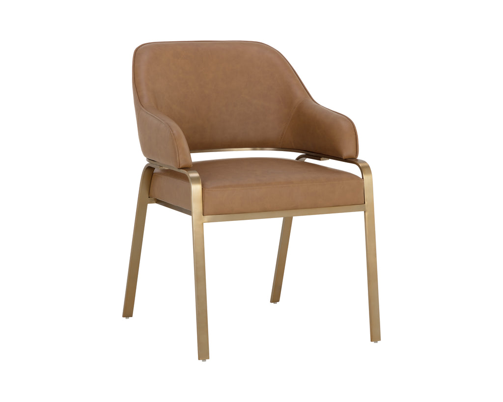 Malachi Dining Armchair - Milliken Cognac | Sunpan Furniture - 111202