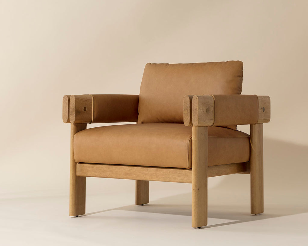 Carmichael Lounge Chair - Ludlow Sesame Leather | Sunpan Furniture - 111650