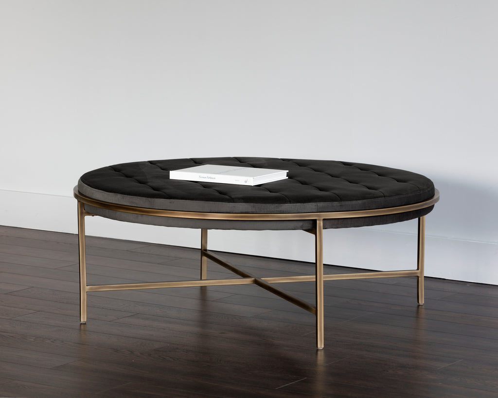 Ethel Ottoman - Round - Piccolo Pebble | Sunpan Furniture - 102772