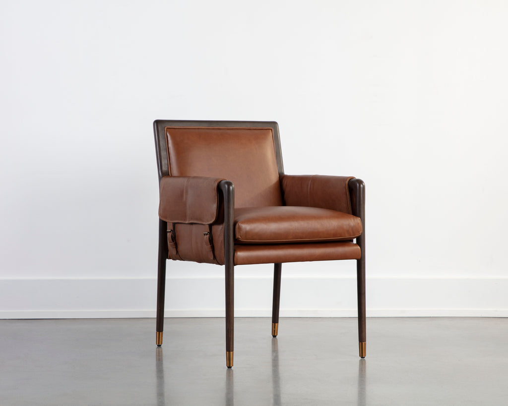 Mauti Dining Armchair - Brown - Shalimar Tobacco Leather | Sunpan Furniture - 111655