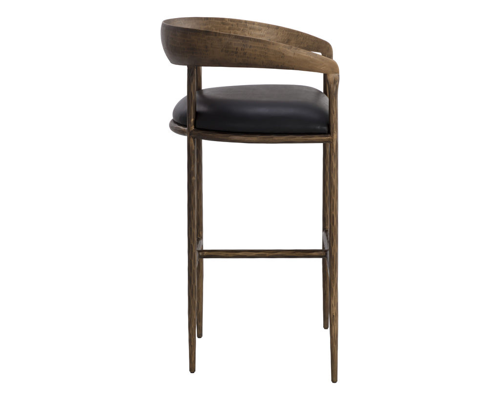 Zanatta Barstool - Charcoal Black Leather | Sunpan Furniture - 111001