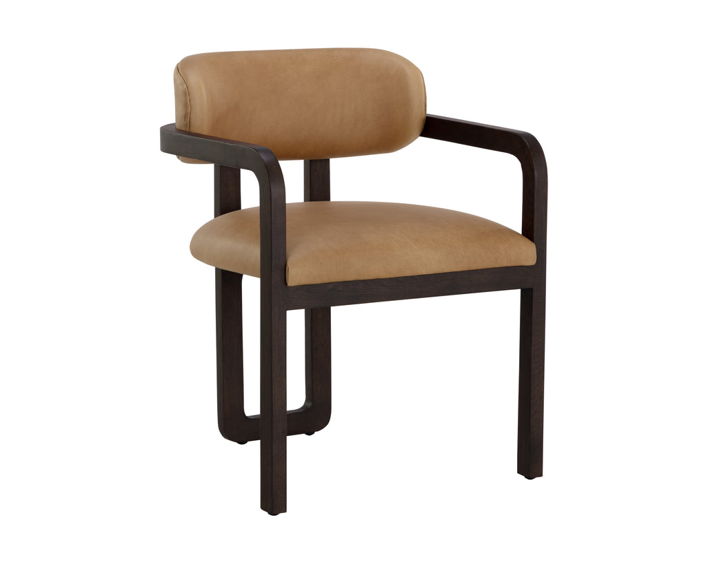 Madrone Dining Armchair - Brown - Ludlow Sesame Leather | Sunpan Furniture - 111583