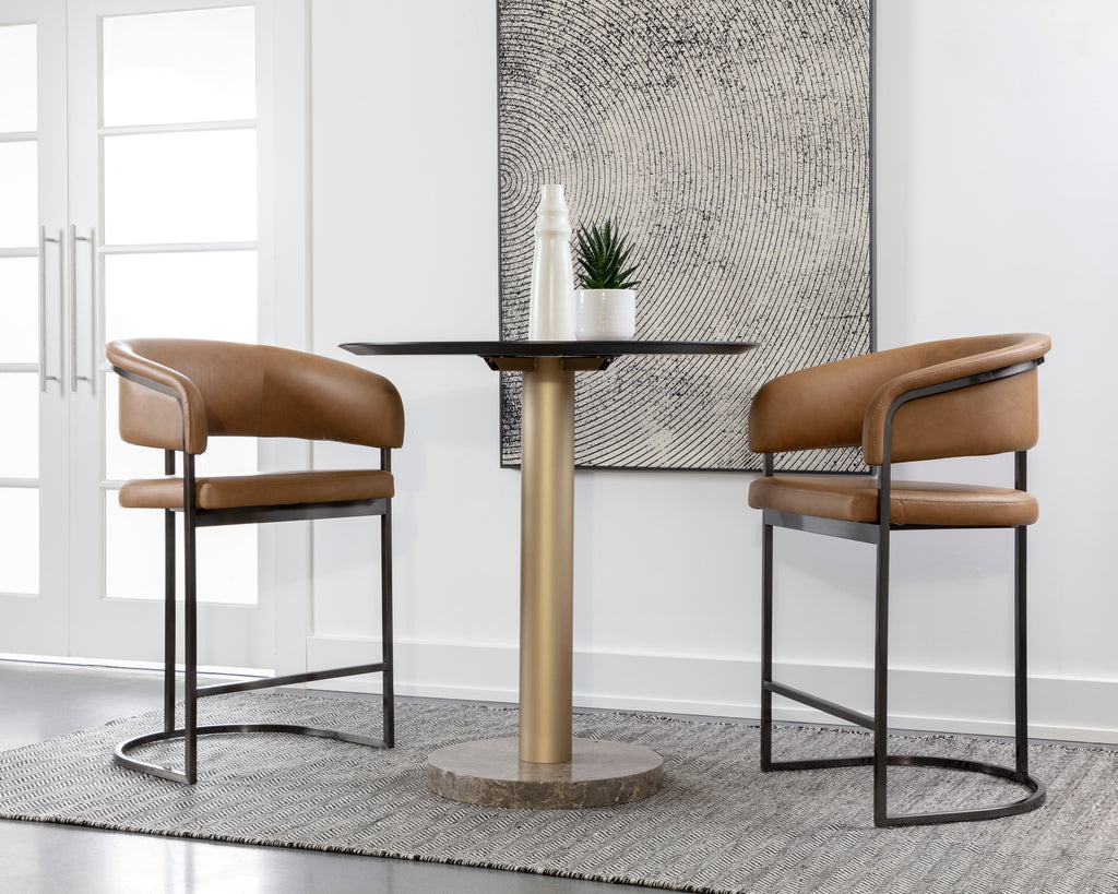 Marris Counter Stool - Gunmetal - Milliken Cognac | Sunpan Furniture - 110907