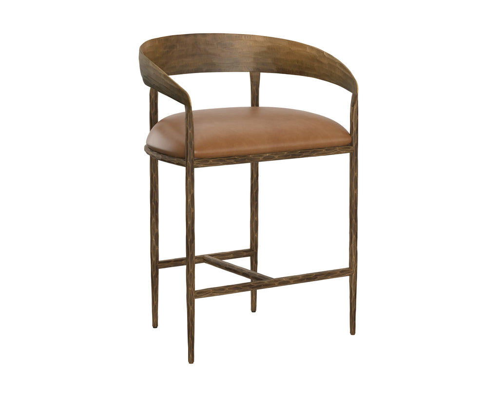 Zanatta Counter Stool - Tan Leather | Sunpan Furniture - 111796