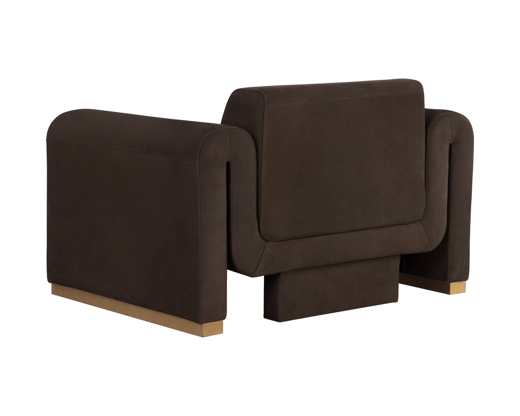 Romer Armchair - Gold - Nubuck Cocoa Leather | Sunpan Furniture - 111838