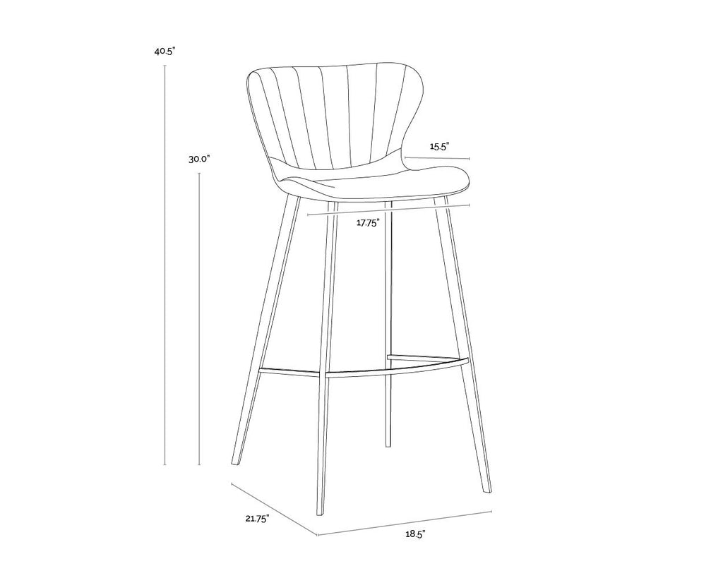 Arabella Barstool - Bravo Portabella / Polo Club Kohl Grey | Sunpan Furniture - 104491