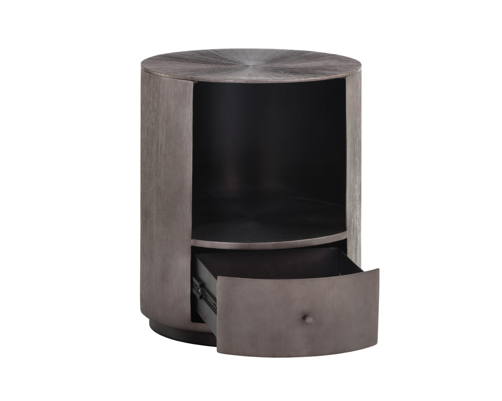 Siena Nightstand - Round - Gunmetal | Sunpan Furniture - 105498