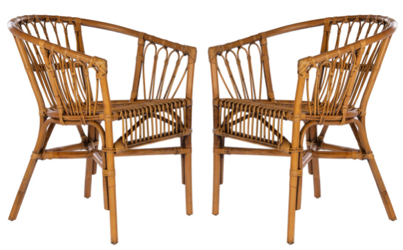 Safavieh Adriana Rattan Accent Chair-Honey Brown Wash (Set of 2)