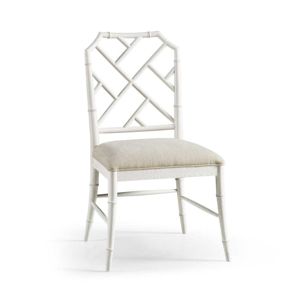 Timeless Saros Chippendale Bamboo Side Chair In Chalk White | Jonathan Charles - 003-2-121-CHK