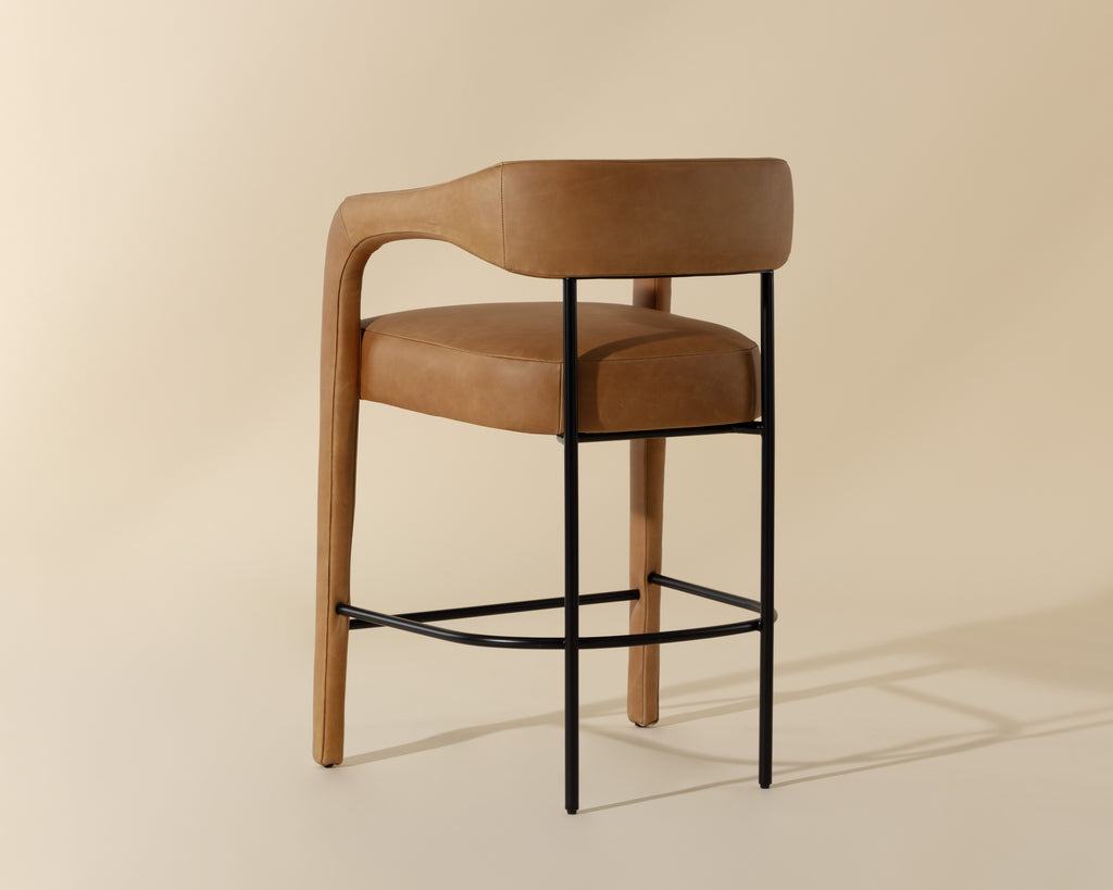 Mavia Counter Stool - Ludlow Sesame Leather | Sunpan Furniture - 111454