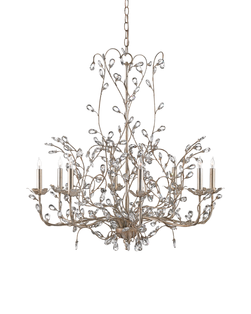 Currey & Co Crystal Bud Large Silver Chandelier | 9975