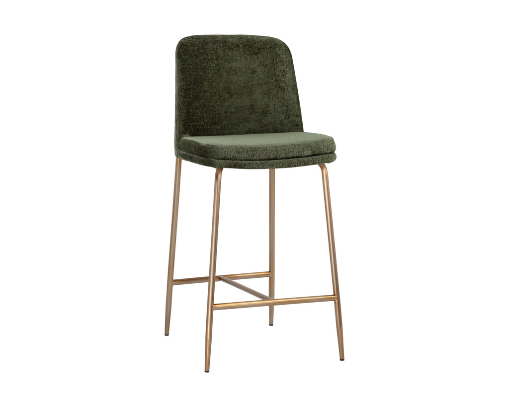 Zeke Counter Stool - Antique Brass - Bergen Olive | Sunpan Furniture - 109183