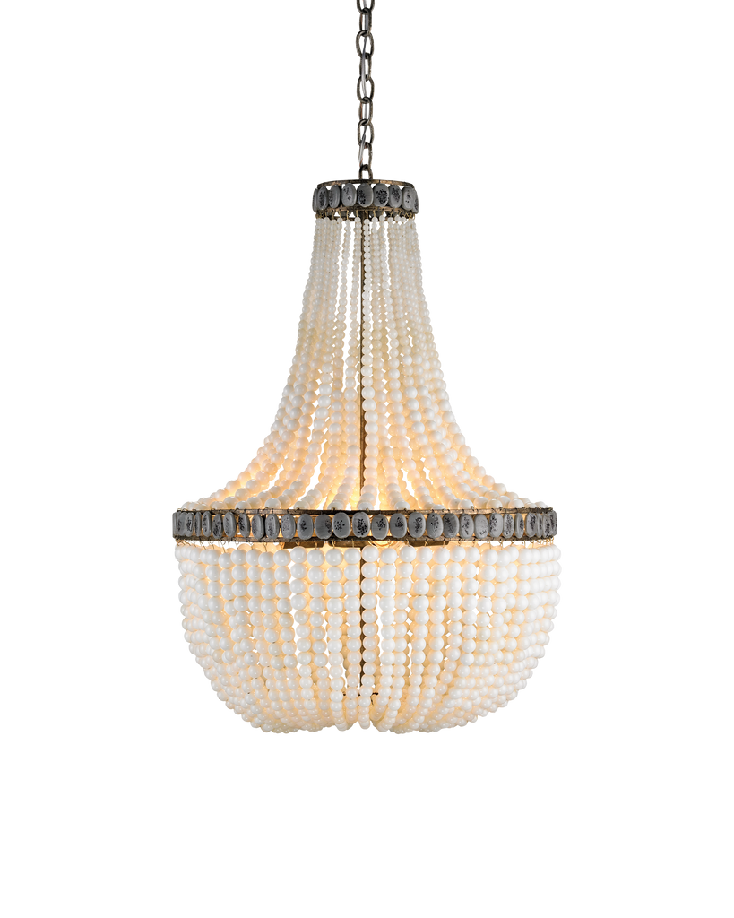 Currey & Co Hedy Cream Beaded Glass Chandelier | 9970