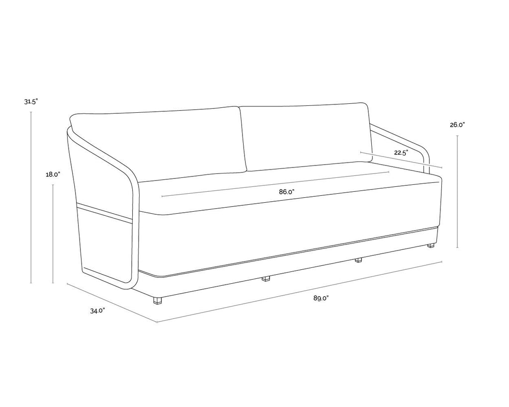 Allariz Sofa - Greige - Stinson White | Sunpan Furniture - 109652