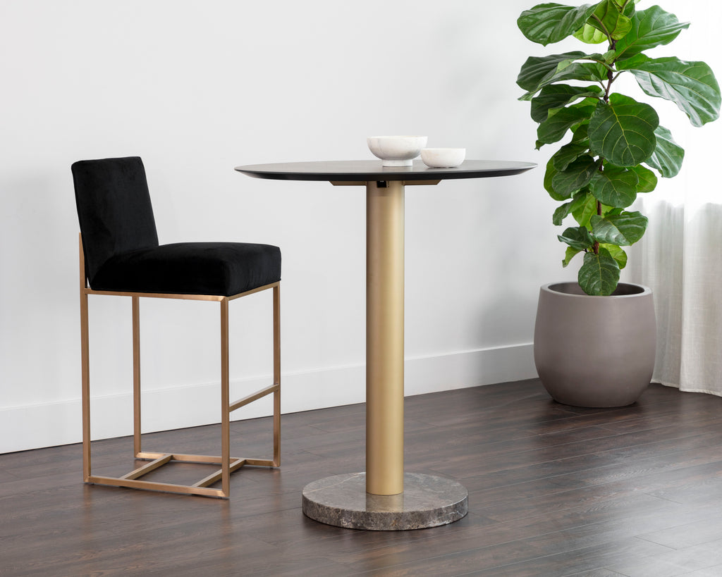 Monaco Bar Table - Gold - Grey Marble / Charcoal Grey | Sunpan Furniture - 108669