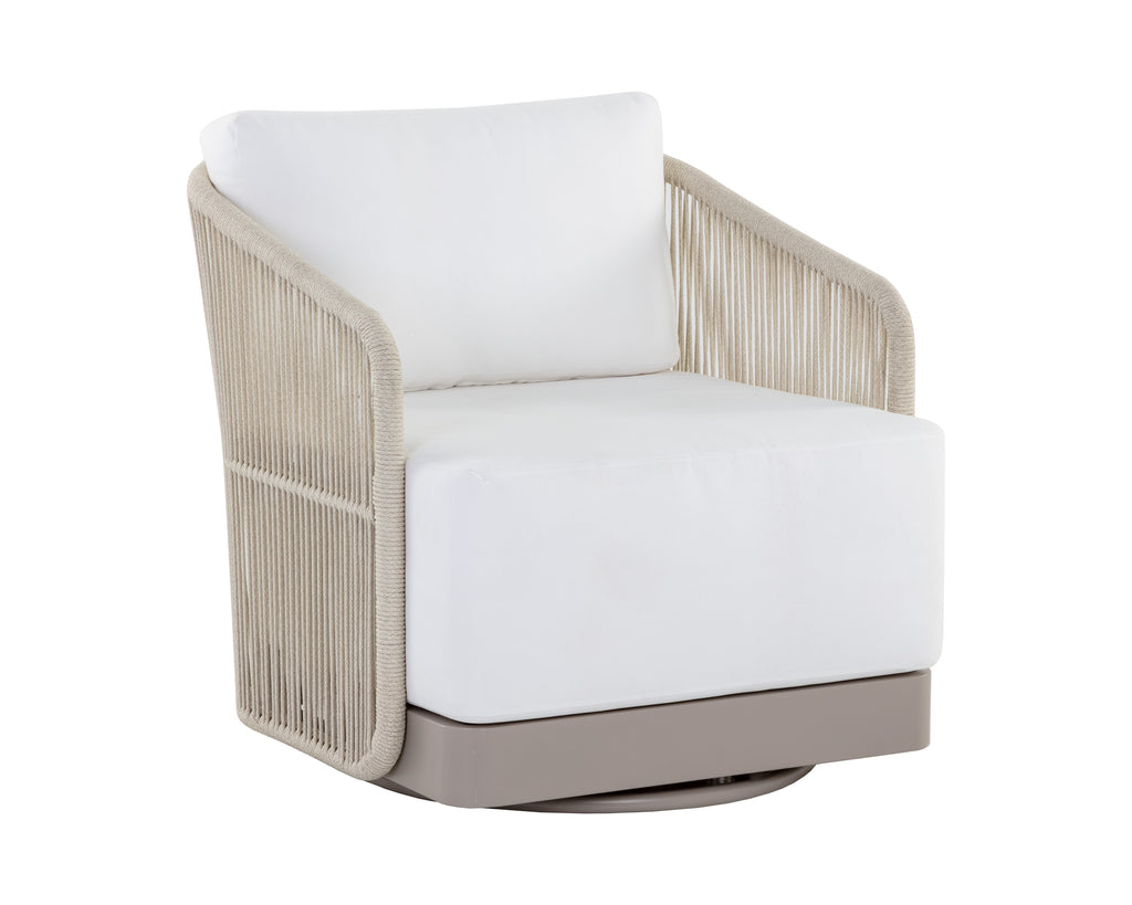 Allariz Swivel Armchair - Greige - Stinson White | Sunpan Furniture - 109650