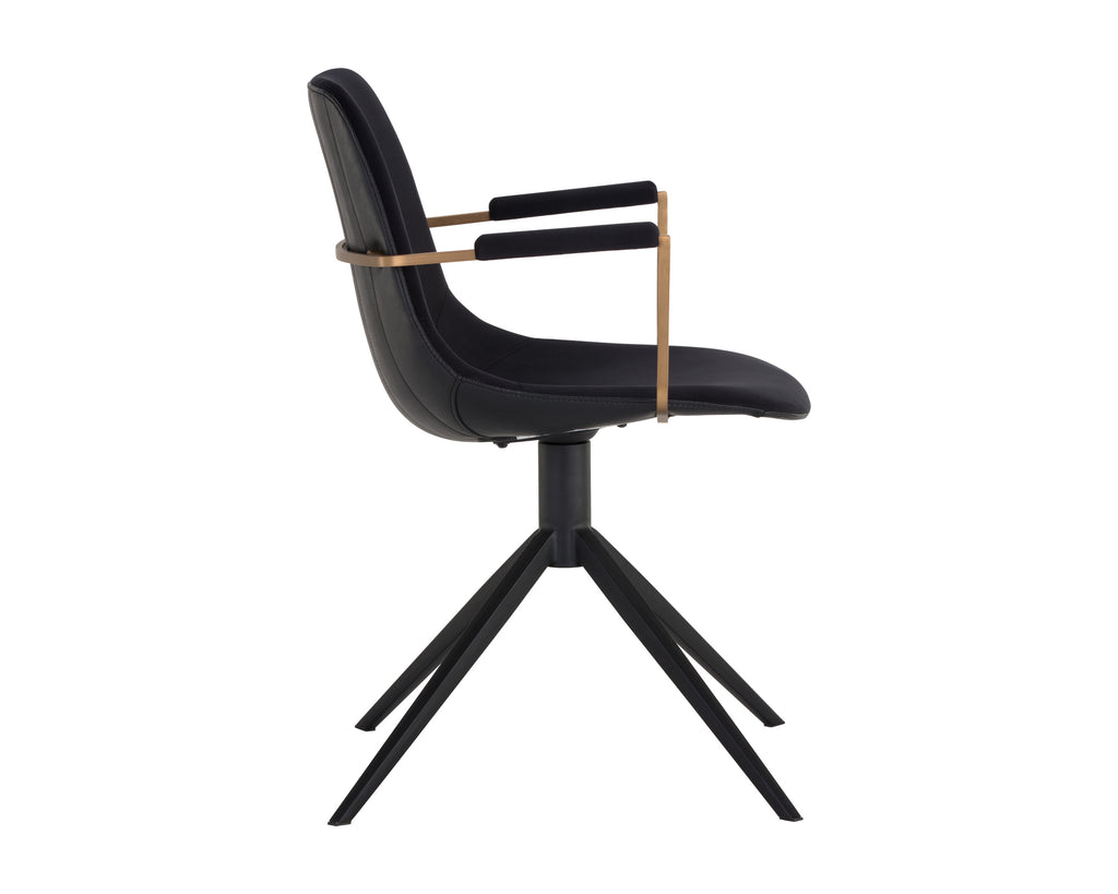 Cassius Swivel Dining Armchair - Abbington Black / Bravo Black | Sunpan Furniture - 105614