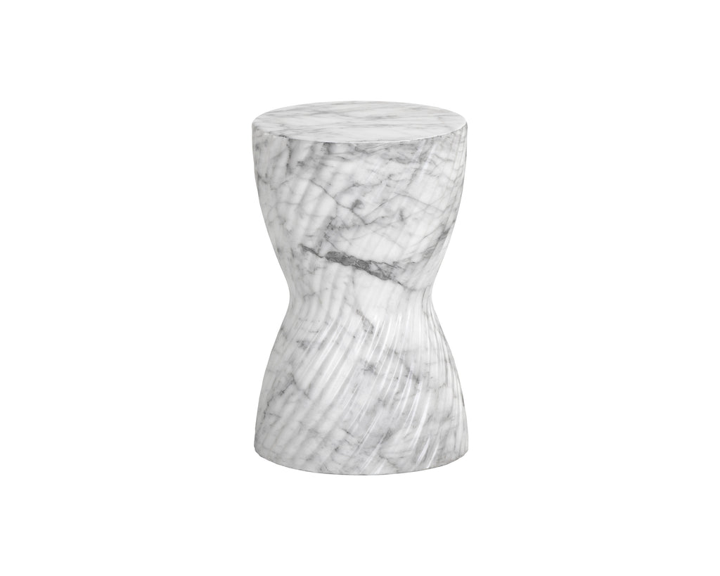 Cara End Table - Marble Look - White | Sunpan Furniture - 106774