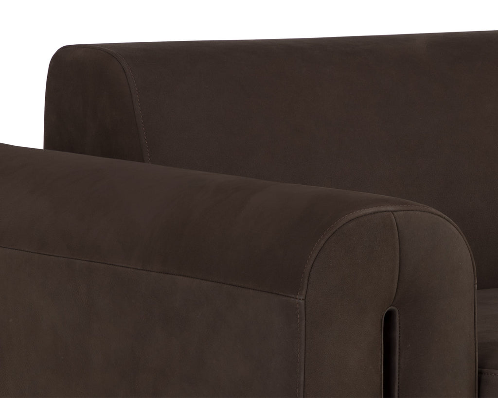 Romer Armchair - Gold - Nubuck Cocoa Leather | Sunpan Furniture - 111838