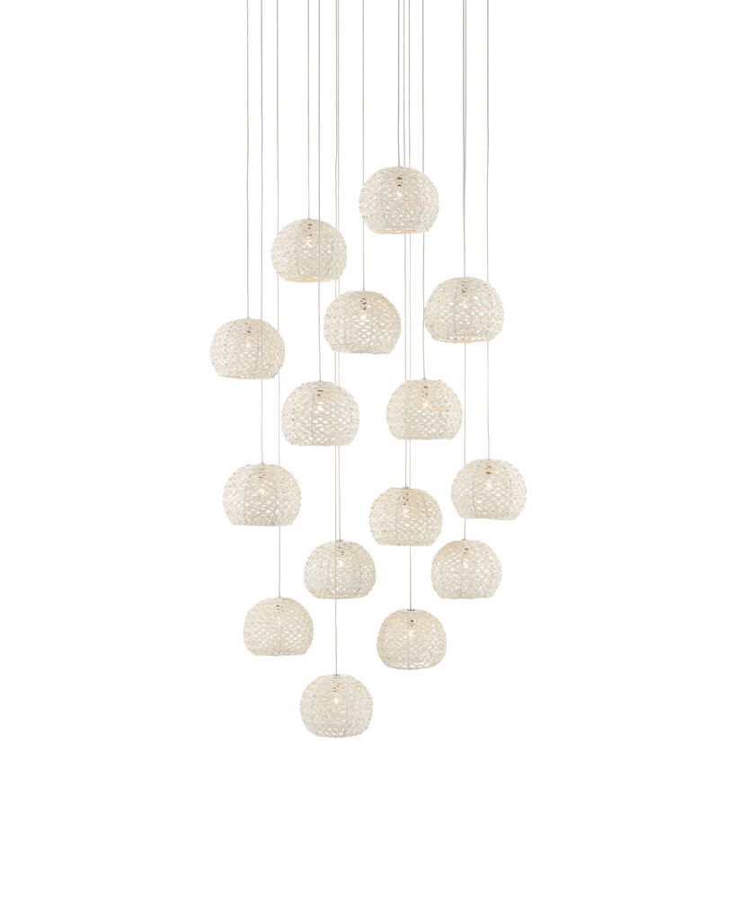 Currey & Co Piero White 15-Light Round Multi-Drop Pendant | 9000-0912